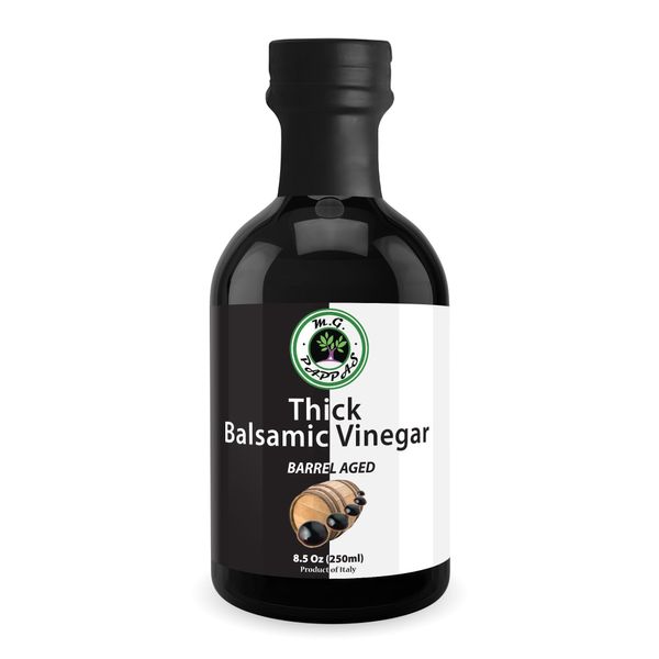 M.G. PAPPAS Thick Aged Balsamic Vinegar from Italy - Gourmet Balsamic Italian Vinegar - A Great Addition to Vinaigrettes, Salads & Dressings - No Preservatives, No Added Sugar - 8.5 Fl Oz (250ml)