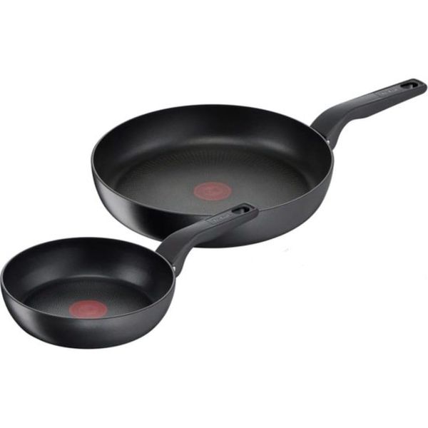 Tefal Hard Titanium Pro Frying Pans Diameter 24/28 cm Extra Deep Induction Aluminium Black
