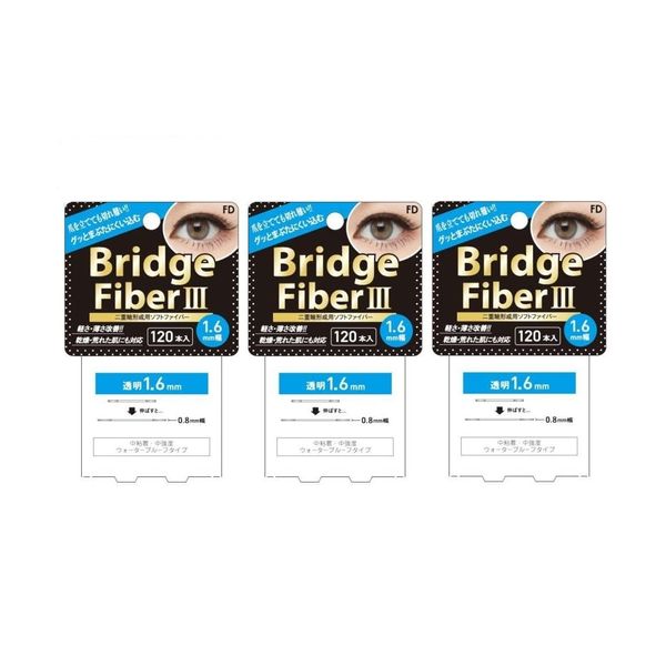 FD Bridge Soft Fiber Eyelid Drop Prevention Tape, Soft Type, Transparent 0.06 inches (1.6 mm) Wide, 120 Sticks, Set of 3