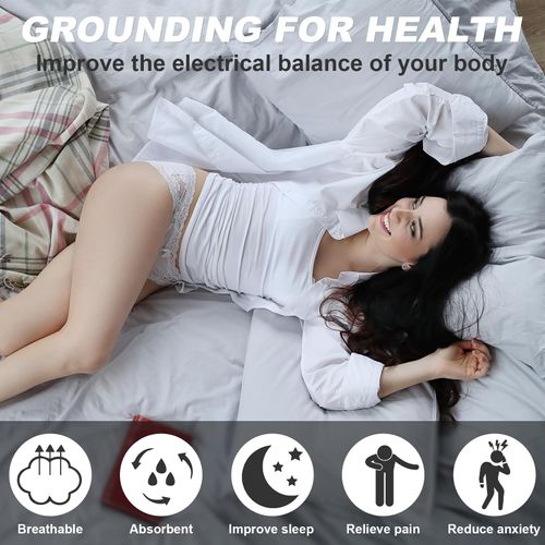 Grounding Bed Mat, Grounding Mat for Bed Improve Sleep, Grounding Pad Earth Mat Sleep Mat with 15 Ft Grounding Cord