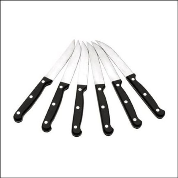 MIU France 6-Piece Gourmet Steak Knife Set, Silver/Black