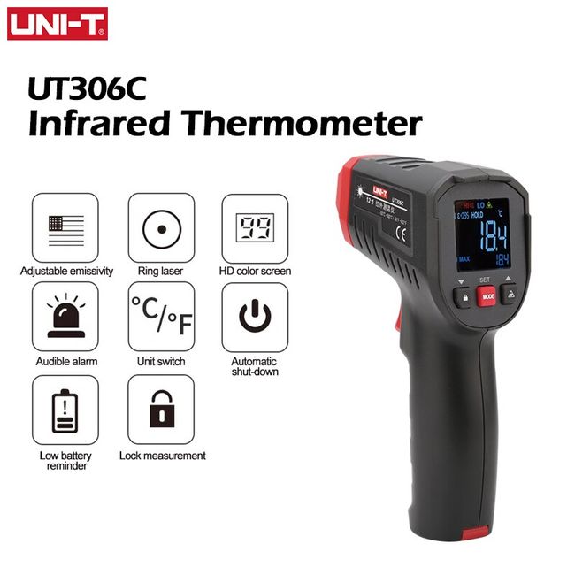 Infrared Thermometer Non-Contact Digital Laser Temperature Gun Color Display -58