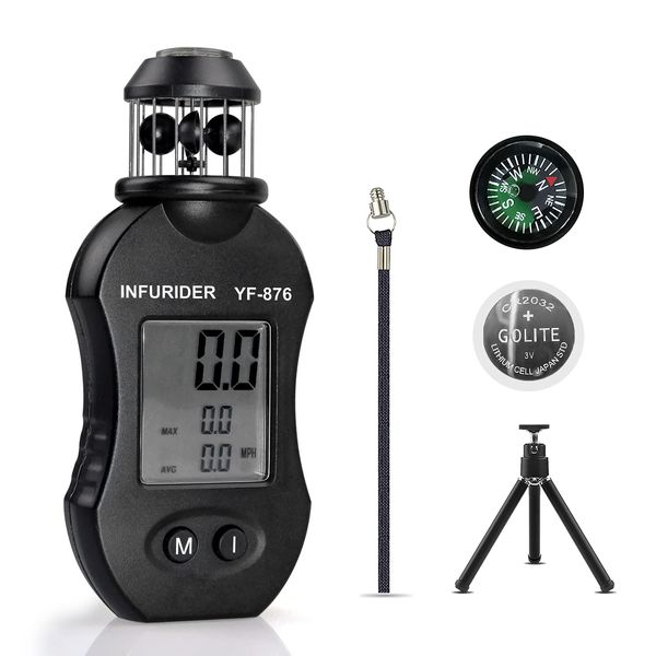 Handheld Windmesser Windmessgerät,INFURIDER YF-876 Digital Anemometer Wind Speed Meter für Windgeschwindigkeitsmesser,Windrichtungsmesser mit Kompass für Outdoor Aktivitäten mit HVAC Drohne