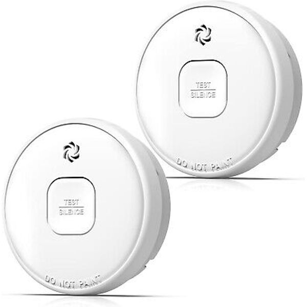 New 2 PK Smoke Detector w/ Photoelectric Sensor Fire Detector Fast Shipping