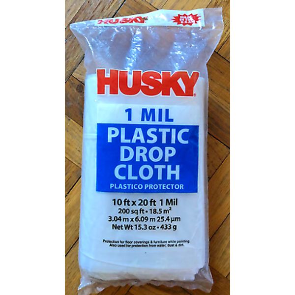 Husky Drop Cloth 10'x20' ft 1 Mil 200 Sq Ft (25.4m) Floor Protection Plastic NEW