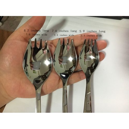 WEKTUNAA 6-pack Stainless Steel Sporks for Everyday Use, Back to school lunch supplies Camping Hiking Heavy Duty Flatware set,7.6-inch (M)