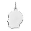 Solid 925 Sterling Silver Engravable Boy Front/Back Disc Charm Brushed Matte Finish Pendant - 15mm x 10mm
