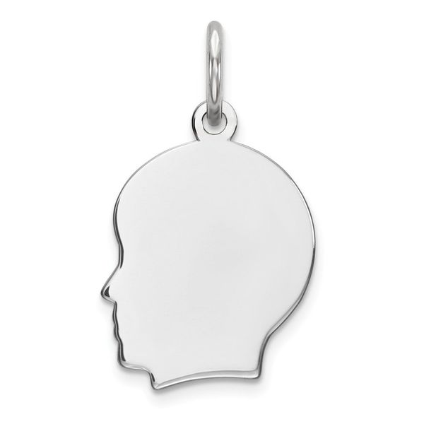 Solid 925 Sterling Silver Engravable Boy Front/Back Disc Charm Brushed Matte Finish Pendant - 15mm x 10mm