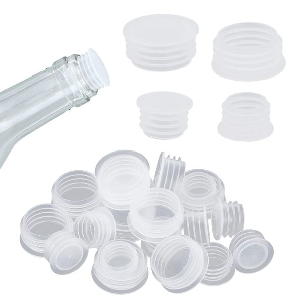 PROUSKY 20 Pieces Salt and Pepper Shaker Stoppers, Replacement Clear Replacement Stopper, Plastic Stoppers for Salt Pepper Shakers Salt Shaker Plug