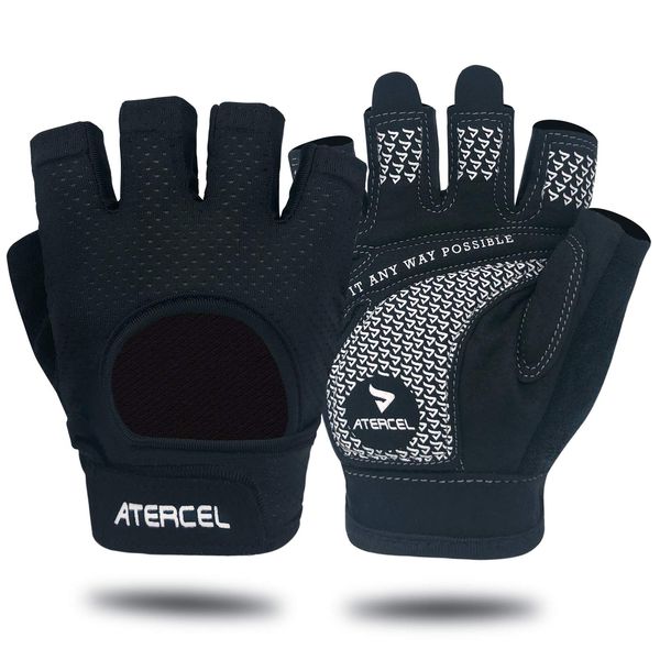 ATERCEL Weight Lifting Gloves Full Palm Protection, Workout Gloves for Gym, Cycling, Exercise, Breathable, Super Lightweight for Men and Women(Black, S)