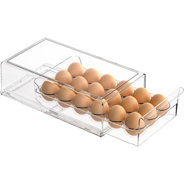 Egg Container for Refrigerator BPA Free Refrigerator Organizer Bins,Stackable