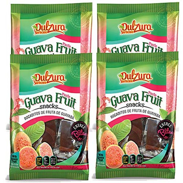 Dulzura Borincana Vegan Guava Fruit Snack Bars (4 Pack) 4.64oz Each Bag | Non GMO Gluten Free | Plus Sticker by Artist Jose Hoffman