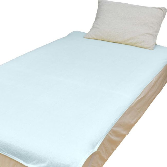 Ideal Seikakan Waterproof Sheets Pile Fabric Flat Sheet for 5 People 280 x 205cm Powder Blue Cotton 100% Cotton Fully Washed Bedwetting Sheets Nursing Futon Cover Bed Cover