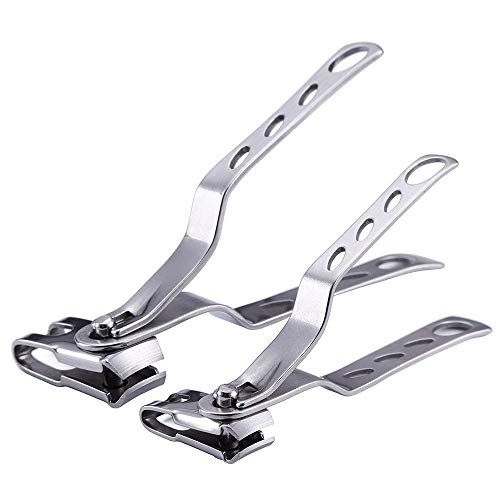 2 Pcs Stainless Steel Nail Clippers, 360 Degree Rotating Head Fingernail & Toenail Cutter Trimmer Tools for Personal Hand/Foot Care, Manicure and Pedicure