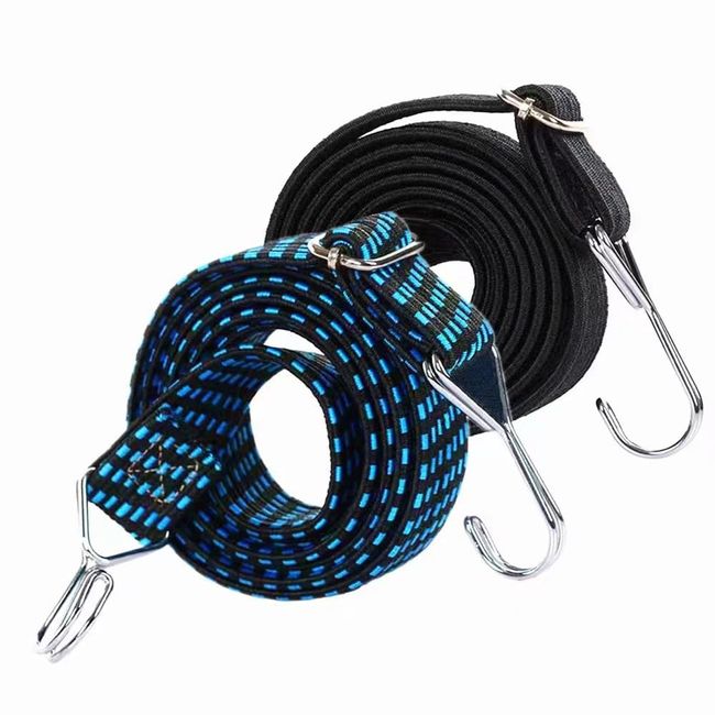 Gurdifby Cargo Elastic Cord, 2 Pieces, Elastic Band, For Dolly, Free Stretch, 6.6 ft (2 m), Luggage Fastening, Belt, Extendable, Elastic Rope, Cargo Tightening, Metal Hooks, Prevents Loading Down, For