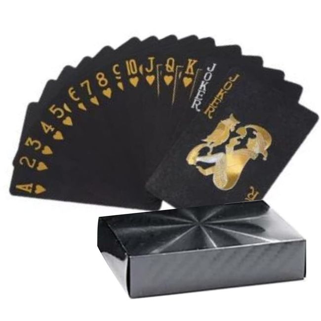 XSAJU Playing Cards Plastic Cards Break-resistant Waterproof Card Game Magic with Exclusive Box (Black x Gold)