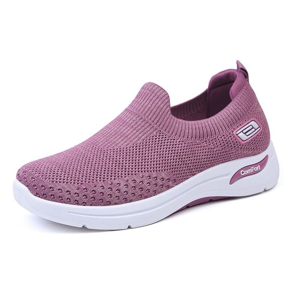 PAFHL Sneakers, Walking Shoes, Sports Shoes, Nurse Shoes, Slip-On, Elderly, Ultra Lightweight, Breathable, Non-slip, Unisex, Respect for the Aged Day, women purple