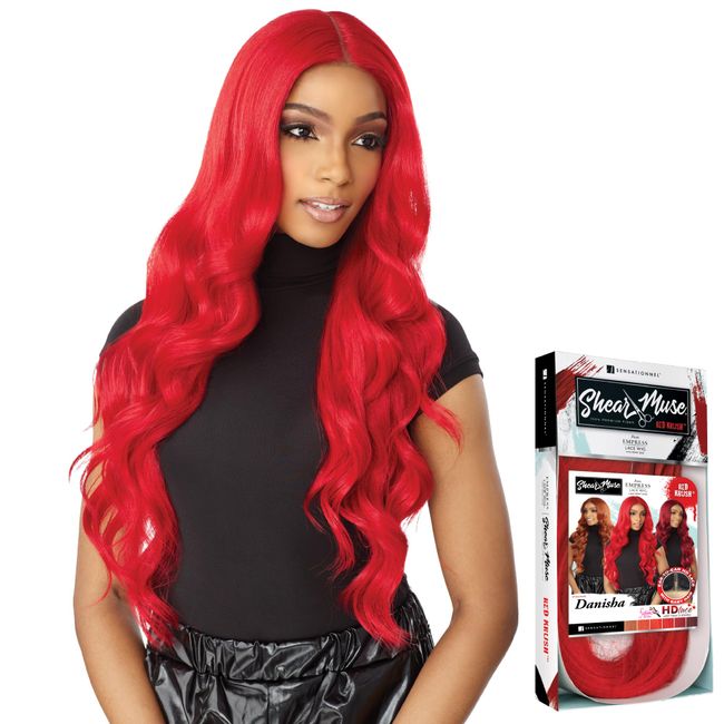 Sensationnel ShearMuse REDKRUSH lacefront wig - HD lace synthetic prestyled wig special red tone wig series - DANISHA (FIRERED)