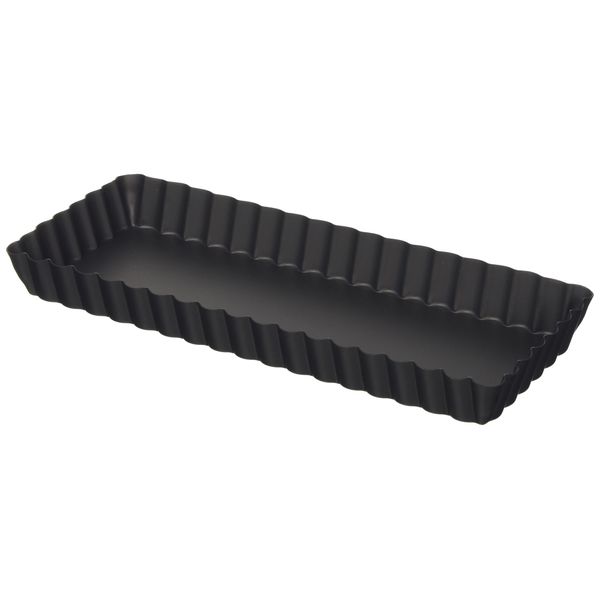 Tiger Crown 5099 Tart Mold, Black, 3.9 x 9.7 x 0.9 inches (99 x 247 x 23 mm), Black Sepato Tart Shape, Rectangular, Steel, Silicone Painting, Removing Bottom