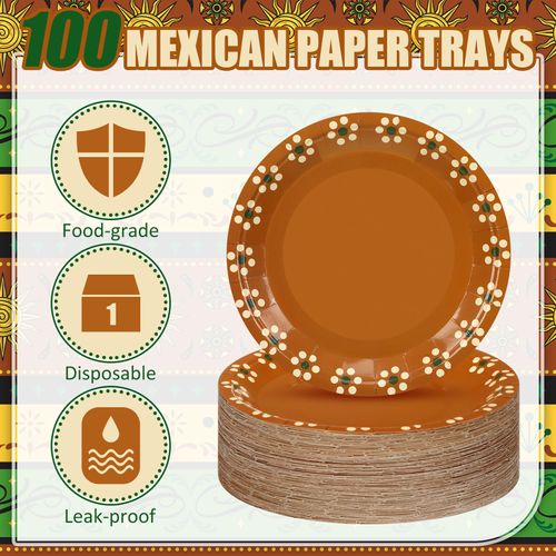 Yungyan Platos De Barro Mexicanos Mexican Paper Plates Mexican Dinnerware Terracotta Flower Clay Pottery Plates Party Supplies Birthday Wedding Party Decorations(7 Inch,100 Pcs)