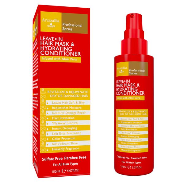 Arvazallia Leave-in Hair Mask and Hydrating Conditioner Spray for Dry or Damaged Hair - Professional Grade Leave-in Conditioner and Moisturizer