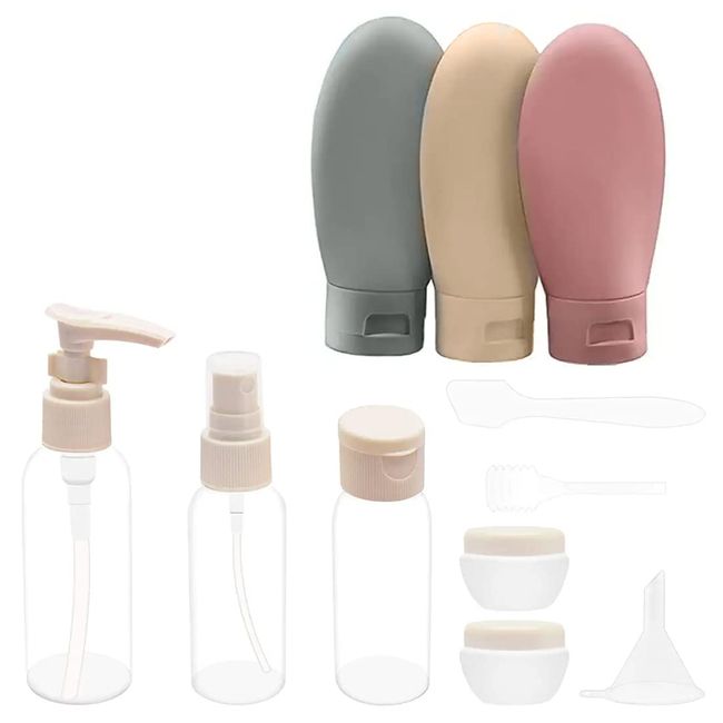 Fezf Reiseflaschen, 11 Stück Reiseflaschen Set,Leak Proof Reiseflaschenset,Reise Flaschen Set Kleines Kosmetik Behälter, mit Transparenter Kulturtasche, für Shampoo, Lotion, Spülung, Duschgel