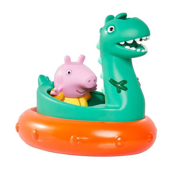 TOMY Toomies George & Dinosaurier Badeinsel, Baby-Badespielzeug, spaßiges Bade-Accessoire und Wasserspiel für Kinder, geeignet für 18 Monate, 2, 3 und 4 Jahre alte Jungen und Mädchen