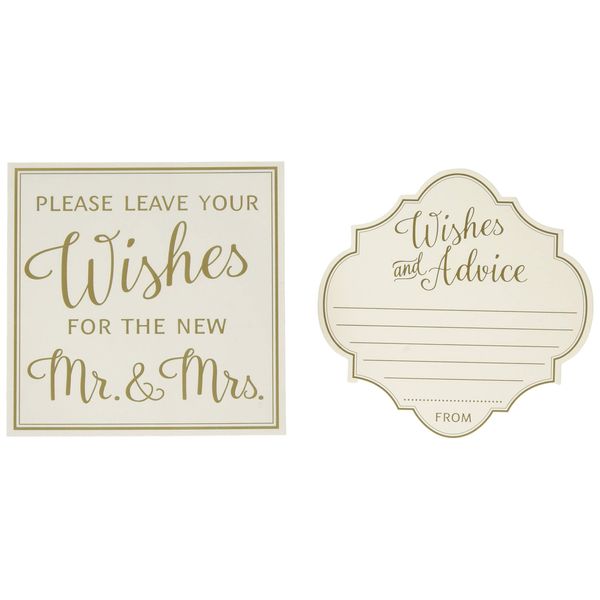 Lillian Rose Ivory 48 Wishes and Advice Cards, 4"