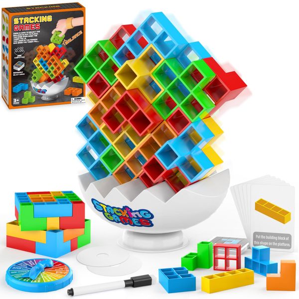 iuuoi 70Pcs Tetra Tower Game for Kids & Adults, Tetris Board Game for Kids 4-8 8-12, Team Building Blocks Toy, Stack Attack Family Party Game, Toys, Gift