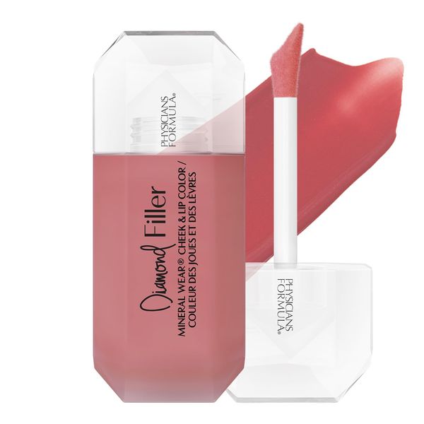 Physicians Formula, Mineral Wear Diamond Filler Cheek and Lip Color, Blush Labbra e Guance, Formula Siero-Crema Rimpolpante Multiuso, Arricchita con Vitamina E, Radiant Pink