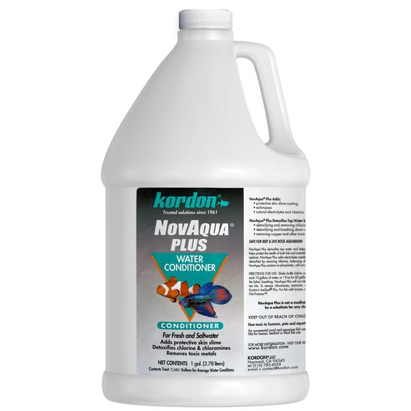 Kordon NOVAQUA Plus - Freshwater & Saltwater Aquarium Water Conditioner – Instantly Detoxifies Chlorine, Chloramines, & Heavy Metals, Replaces Fish Slime Coat, Reduces Fish Stress, 1-Gallon