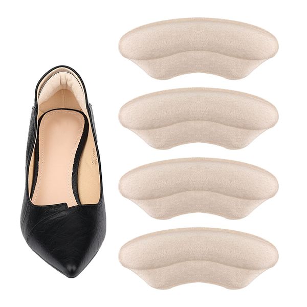 LUTER 2 Pairs Heel Grips Liner Cushions Inserts, Heel Pads Snug Heel Cushion Inserts Self Adhesive Shoe Pads Shoes Too Big Inserts Prevent Slip and Blister for Women Men Most Shoes (Apricot)