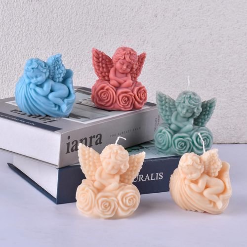 Angel Silicone Candle Molds for Candle Making,Angel Resin Casting Silicone Mold for DIY Soap,Gypsum,Home Decor,Wedding Birthday Newborn Gift (A)
