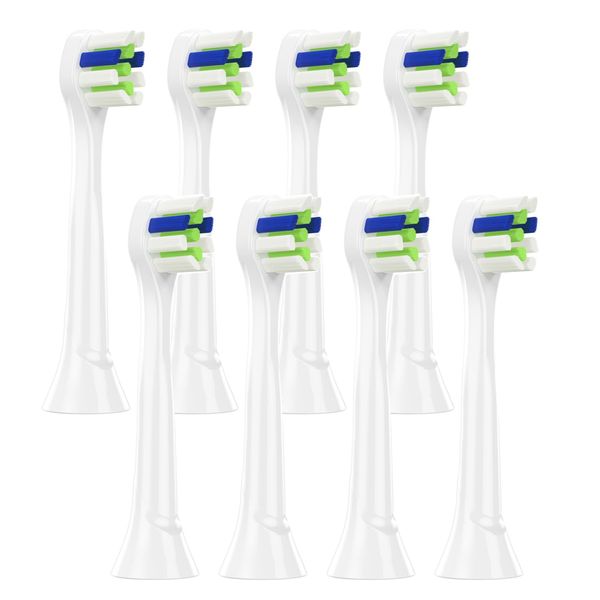 Replacement Toothbrush Heads Compatible with Philips Soni-Care Plaque Control, Diamond-Clean, EasyClean, FlexCare, Mini Bristles for Comfortable Cleaning, 8 PCS