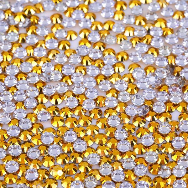 3000 Pieces SS12 3mm Flatback AB Rhinestones Clear Glass Round Gems Crystals for Nail Art DIY Crafts Clothes Shoes Bags （Gold）