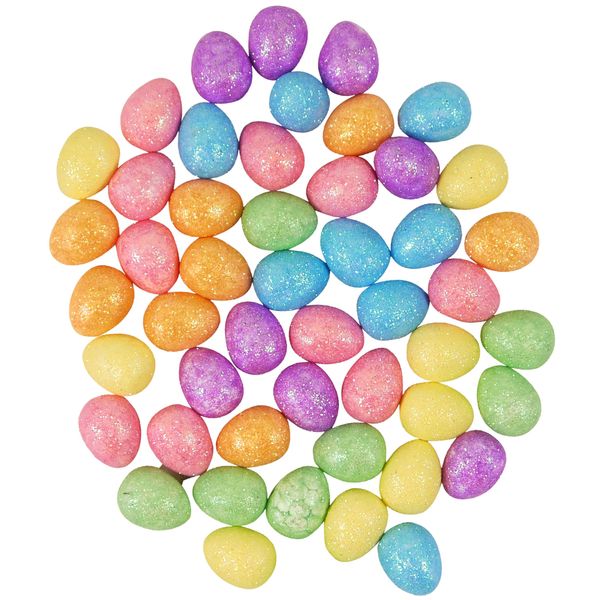 Quickdraw 50 Mini Colourful Glitter Foam Easter Eggs Decorating Bonnets Craft Egg Hunt