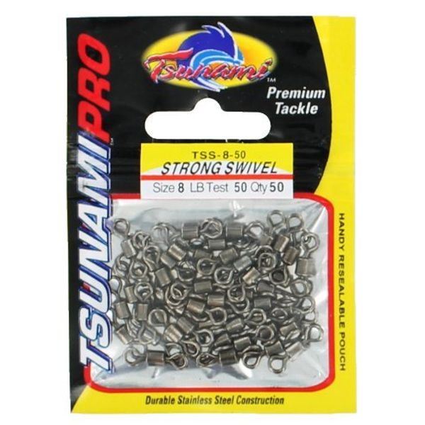 Tsunami Fishing Swivel - Size 8 50lb Test Qty 50 TSS-8-50