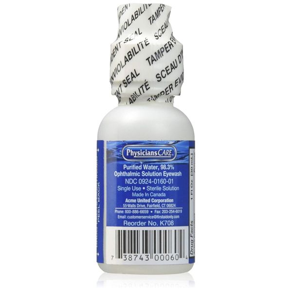 Pac-Kit K708 Eye Flush Solution, 1 oz. Bottle, Qty (3), NEW