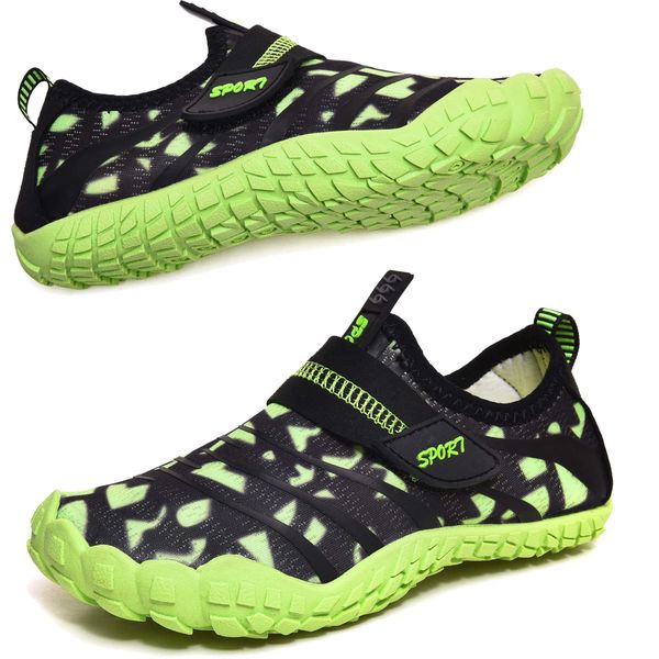 Water Shoes Kids Boys Girls Beach Shoes Kids Aqua Swimmming Shoes Pool Barefoot Shoes Quick Dry Lightweight Kids Surfing Diving Shoes Black Green