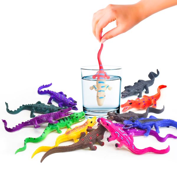 10Pcs Alligator Toy Animal Figure Bath Toys, Color Changing Crocodile Toy, Stress Relief Toys Adults, for Kids 3 Years and up, Water Table Toys for Themed Parties, Cake Topper, Kids Easter Basket