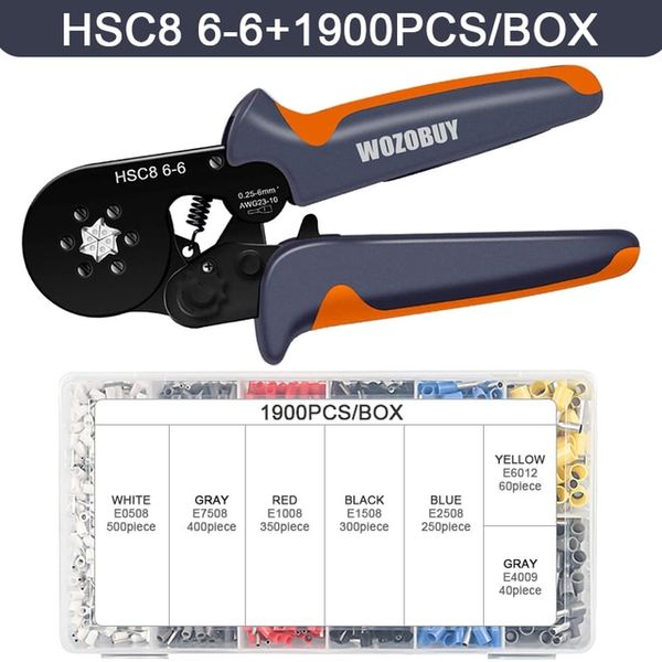 Tube terminal crimping tool ferrule crimping pliers hsc8 6-4 0.25-10mm² 23-7awg 6-6 0.25-6mm² electrician clamp set wire tips, hsc8 6-4 pliers