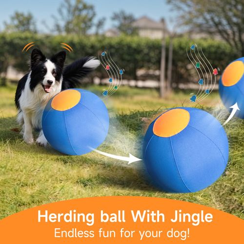 TailWaggers Jingle Herding Ball for Dogs,Durable Cover for Long-Lasting Dog Toys, for Exercise andEntertainment Dogs in Backyard-18in