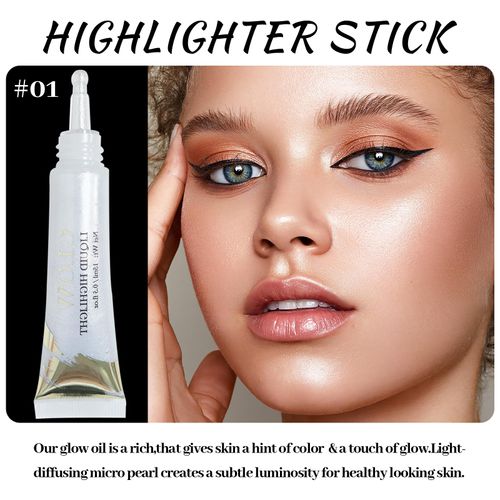 Prreal Liquid Highlighter, Metallic Highlighter makeup, Glitter Highlighter makeup stick, Breathable Cream Highlighter for Christmas New Year Party #01