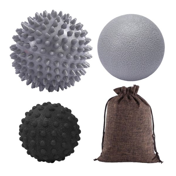 East Leaf Yoga Balls Stretch Pressure Point Set of 3 Hard Ball Spiky Ball Roller Ball