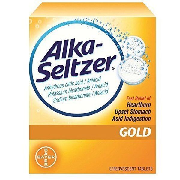 Alka Seltzer Stomach Relief Gold Effervescent Tablets 36 Ct 2 Pack Exp 2025