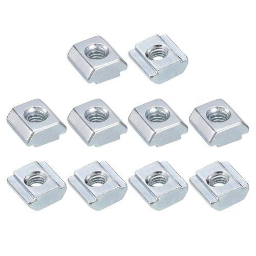 sourcing map T Nuts, 100pcs - Nickel Plated Carbon Steel T Slot Bolts, 2020 Series M4 Hammer Head Fastener, Sliding T Nuts for Aluminum Extrusion Profile (Silver)