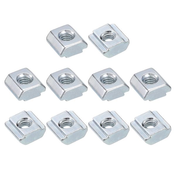 sourcing map T Nuts, 100pcs - Nickel Plated Carbon Steel T Slot Bolts, 2020 Series M4 Hammer Head Fastener, Sliding T Nuts for Aluminum Extrusion Profile (Silver)