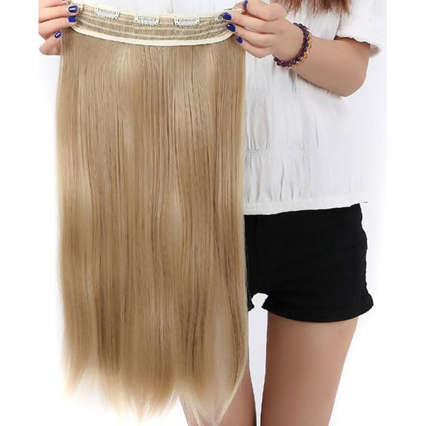 S-noilite 23 Inches (58cm) 3/4 Full Head One Piece 5clips Clip in Hair Extensions Extension Long Straight Hairpiece (Ash Blonde)