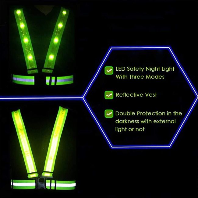 Reflective Vest Running Gear, Usb Rechargeable Led Light Up Vest