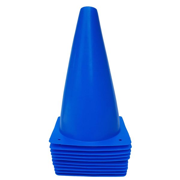 WOWGEEK 9 inch Plastic Sport Training Traffic Cone Traffic Safety Cones Sign Sport Soccer Football Training Cone Small 9" (Set of 10) Sports Outdoor Indoor Marker Activity Agility (Blue)